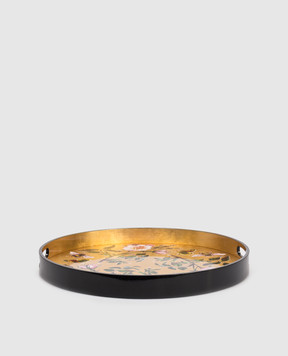 Les Ottomans Лакированный деревянный поднос с цветочным принтом LT18FLOWER