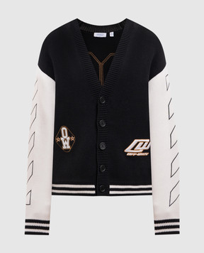 Off-White Чорний кардиган з вишивкою 44MHB019S26K002