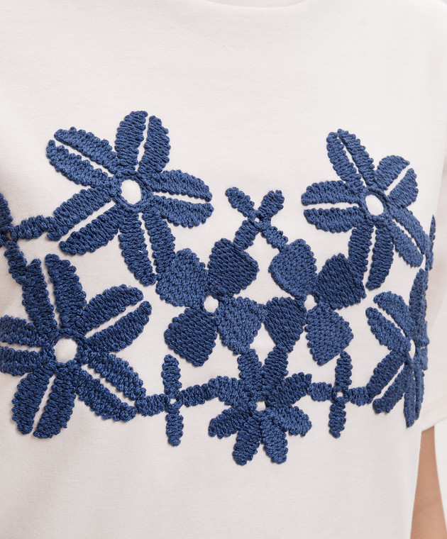 Max Mara Weekend Бежевая футболка WKDSABATO с цветочной вышивкой WKDSABATO изображение 5