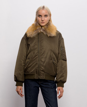 Saint Laurent Зелений бомбер з коміром A00300YZ9HT