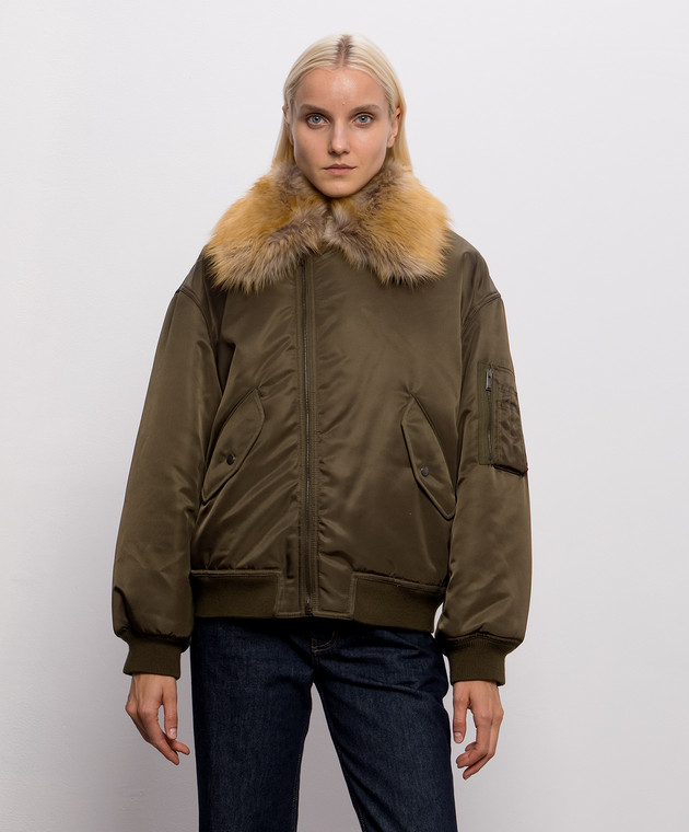 Saint Laurent Зеленый бомбер с воротником A00300YZ9HT изображение 3