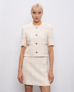 Versace Бежевий твідовий жакет в клітинку 10230801A16514