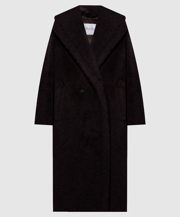 Max Mara Коричневое двубортное пальто TEDGIRL из шерсти и шелка TEDGIRL
