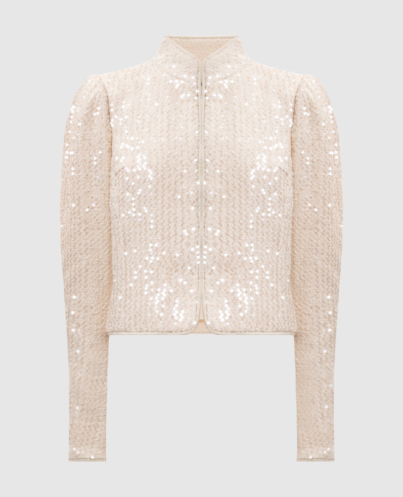 Бежевый твидовый жакет с пайетками