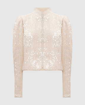 Twinset Бежевий твідовий жакет з паєтками 261TP2621