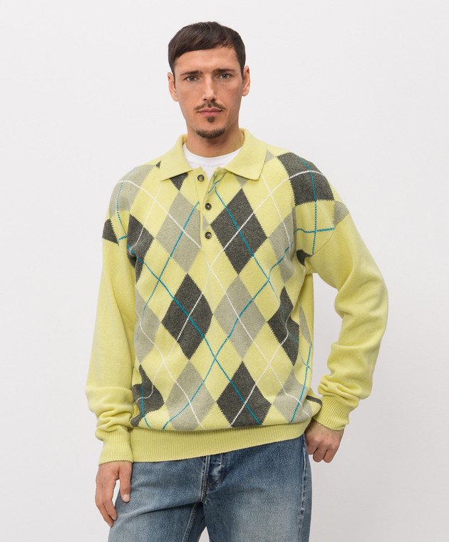 JW Anderson Желтый свитер из шерсти с геометрическим узором KW1487YN0470 изображение 3