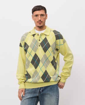 JW Anderson Желтый свитер из шерсти с геометрическим узором KW1487YN0470