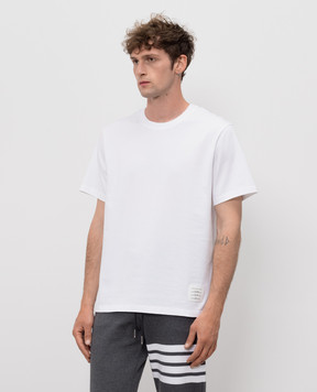 Thom Browne Белая футболка с нашивкой MJS067A00042
