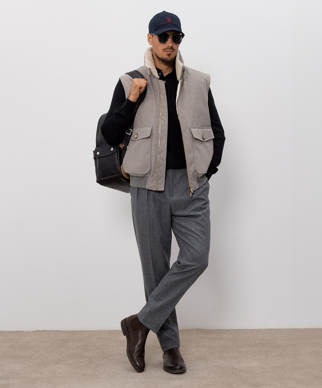 Brunello Cucinelli Чорне поло з бавовни в тканий візерунок M29202425 зображення 2