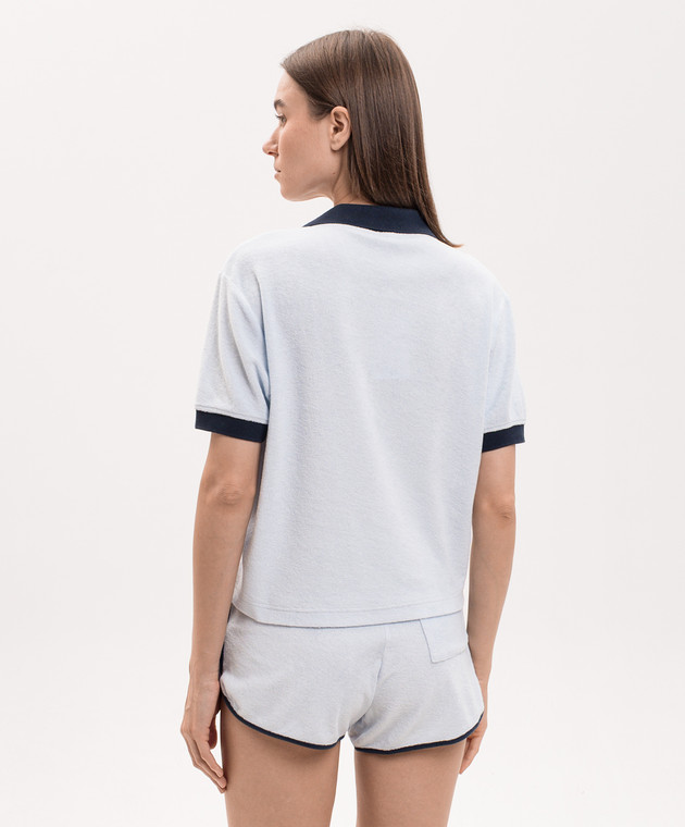 Sporty & Rich Блакитне махрове поло Terry з вишивкою логотипа TO04275326BL143 зображення 4