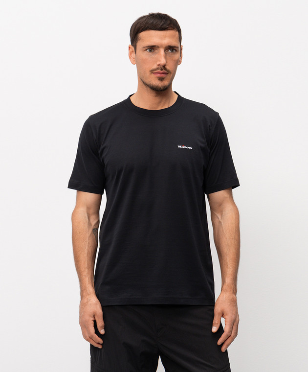 Kiton Темно-синя футболка з вишивкою логотипа UMK1274 зображення 2