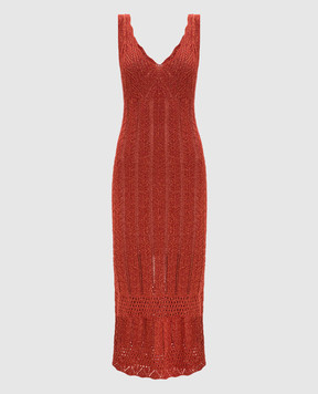 Twinset Терракотовое платье в узор с люрексом 261TT3322