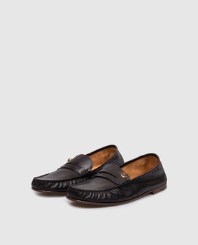 Versace Черные кожаные лоферы Guanto 10234311A17346