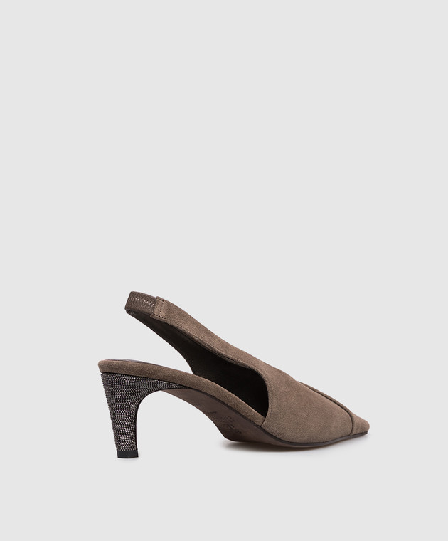 Brunello Cucinelli Коричневые замшевые слингбеки с цепочкой MZSFC3368P изображение 3