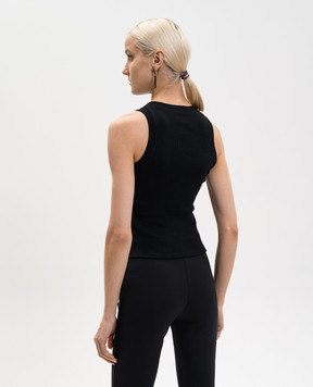 Off-White Чорна майка в рубчик з вишивкою логотипа OFF 2AD236C99JER001