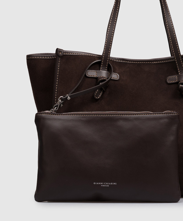 Gianni Chiarini Коричневая замшевая сумка-тоут BS8990CMPL изображение 4