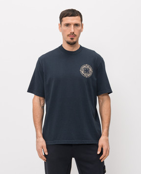 Stone Island Синяя футболка с фактурным принтом L1S152100001S0284