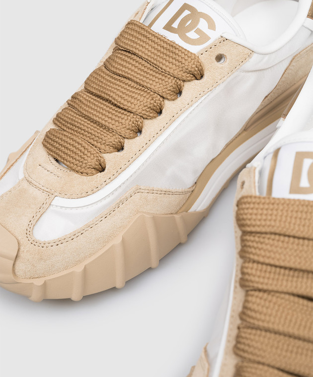 Dolce&Gabbana Бежевые комбинированные кроссовки Athletic с монохромной нашивкой с кристаллами CK2384A6N71 изображение 5