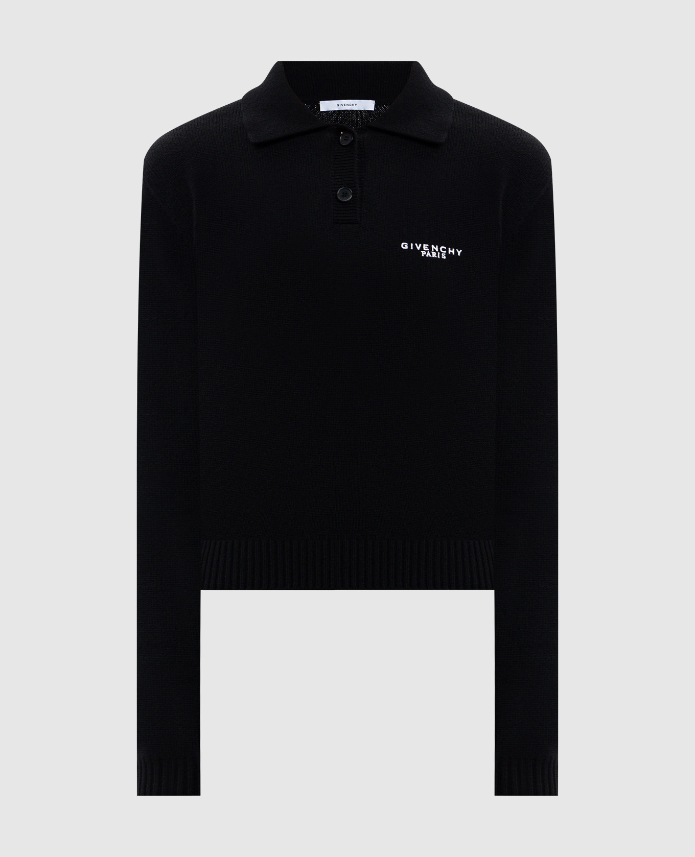 

Черное поло из шерсти и кашемира с логотипом, Черный, Поло