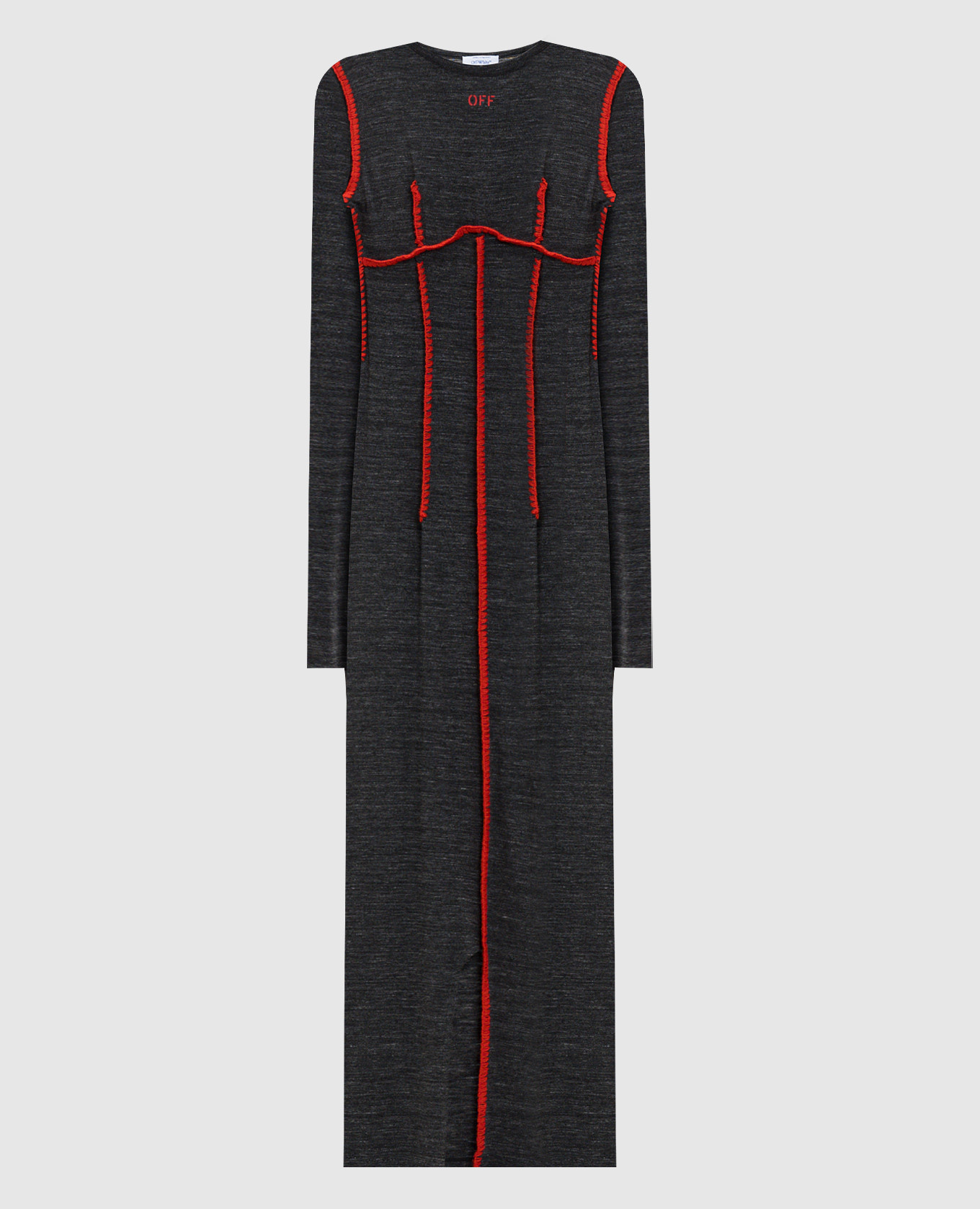 

Серое меланжевое платье миди с логотипом, Серый, Повседневные платья