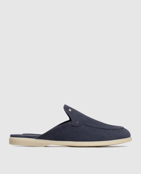 Stefano Ricci Сині замшеві мюлі з емблемою UC64G2396SDP