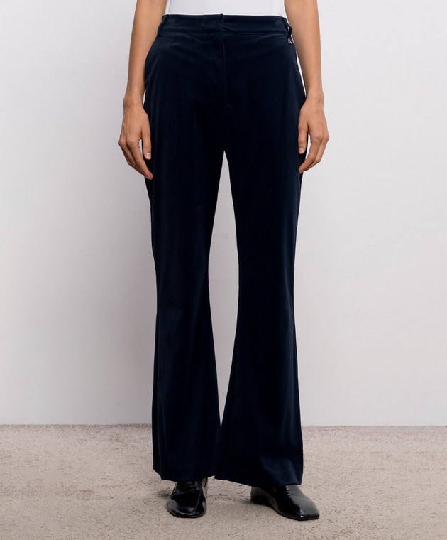 Twinset Синие велюровые брюки-клеш 262AP2271 изображение 3