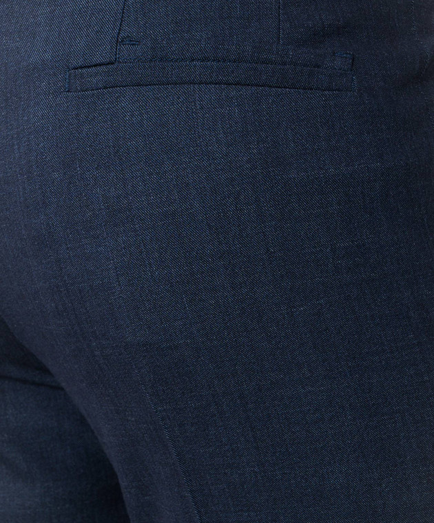 Enrico Mandelli Синие брюки с шерстью, шелком и льном GYM02B6043 изображение 5