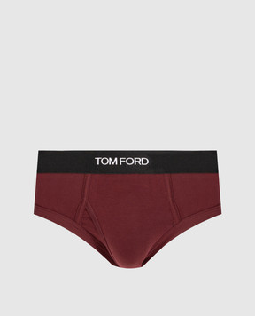Tom Ford Бордовые трусы-брифы с узором логотипа T4LC11040