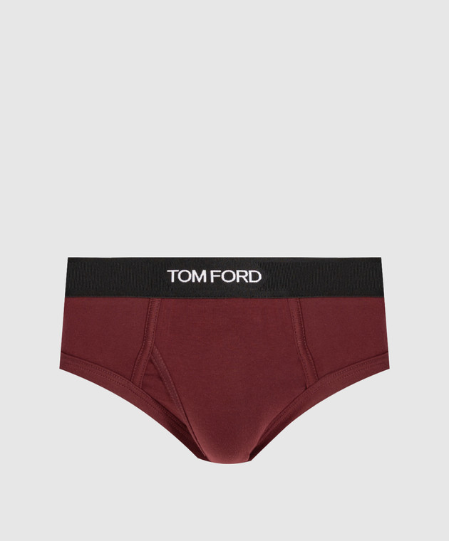 Tom Ford Бордовые трусы-брифы с узором логотипа T4LC11040