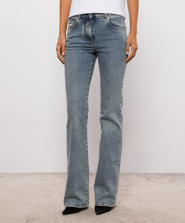 Balmain Блакитні джинси кльош з патчем логотипа PA0000000008 зображення 3