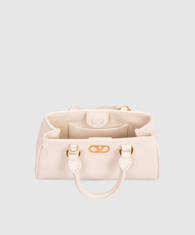 Valentino Бежева шкіряна міні-сумка VLogo Signature 9W2P0BA9SNP зображення 7