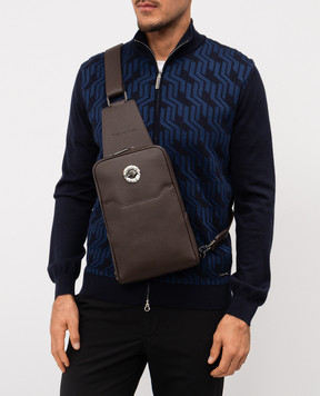 Stefano Ricci Коричневая кожаная сумка-слинг с логотипом и эмблемой ND219GUVD