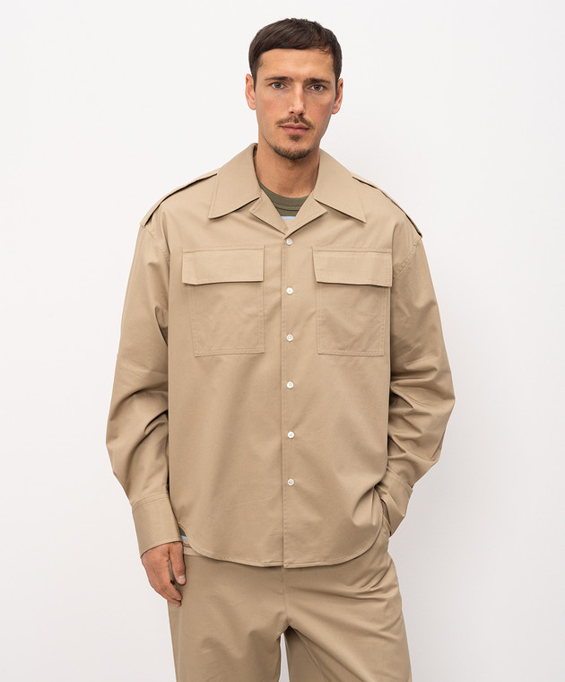 Ami Paris Бежева сорочка з емблемою HSH814CO0214 зображення 3