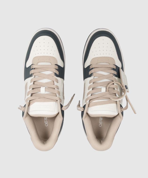 Off-White Серые кожаные кроссовки Out Of Office OF05726310 изображение 4