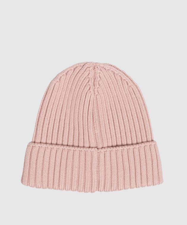 Moncler ENFANT Дитяча рожева шапка з вовни з нашивкою L29543B00008M1131 зображення 2