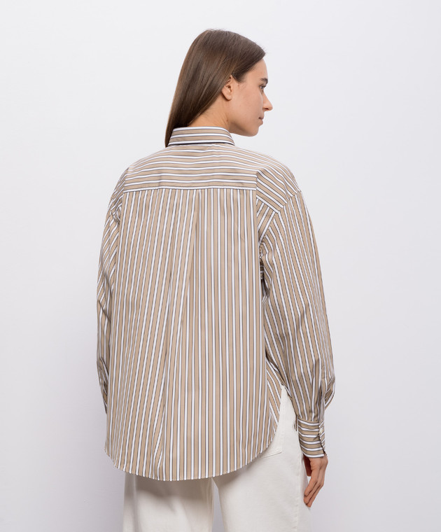 Brunello Cucinelli Бежева сорочка в смужку MH749MX706 зображення 4