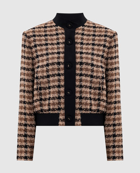 Twinset Коричнева твідова куртка з вовною в клітинку 262TT2350
