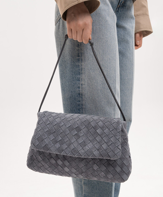 Bottega Veneta Серая замшевая сумка Giorno 857657V6FQ1 изображение 2