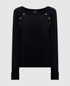 Balmain Черный джемпер с брендовыми заклепками GF1ARA60KJ45