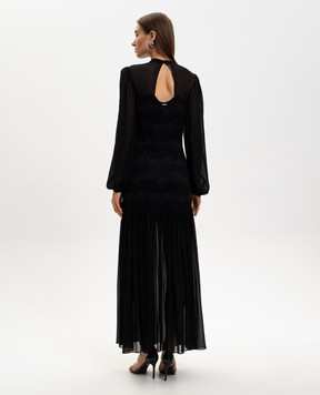 Twinset Чорна сукня максі з мереживом 261TP2784