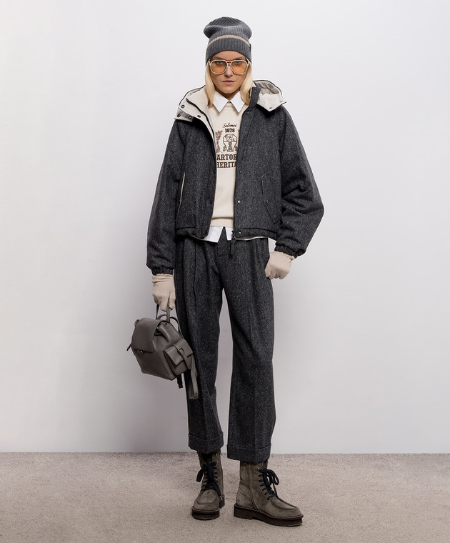 Brunello Cucinelli Серая пуховая куртка с шерстью MD0023657 изображение 2
