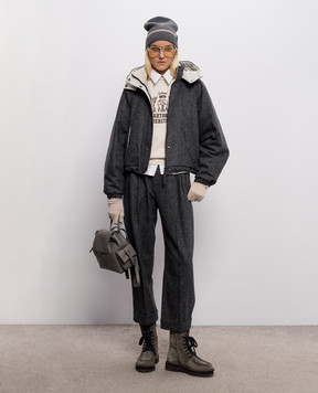 Brunello Cucinelli Сіра пухова куртка з вовною MD0023657