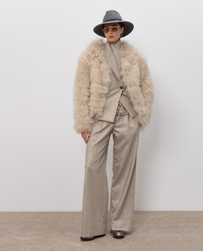 Brunello Cucinelli Бежевые брюки с шерстью MP517P8884