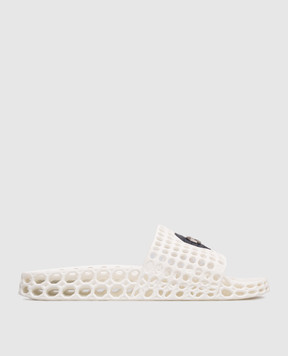 Stefano Ricci Білі перфоровані слайдери зі шкіряними вставками UT50G776CS