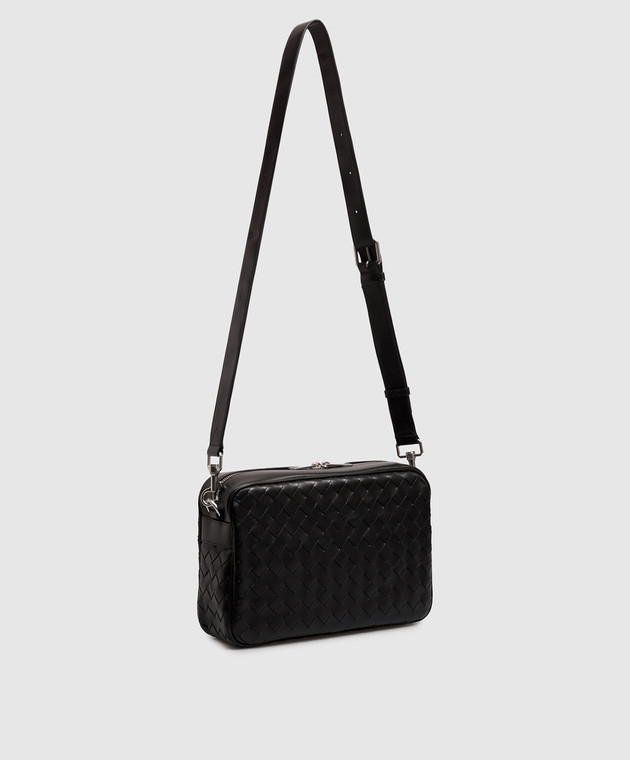 Bottega Veneta Черная кожаная сумка Intrecciato с плетением 755925V2HL1 изображение 3