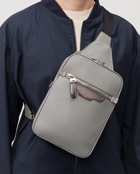 Santoni Серая кожаная сумка-слинг с логотипом UIBBA2869BSAITB