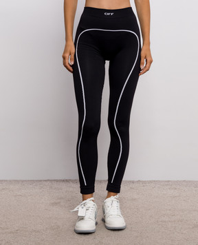 Off-White Черные леггинсы с узором логотипа 2FH00668B