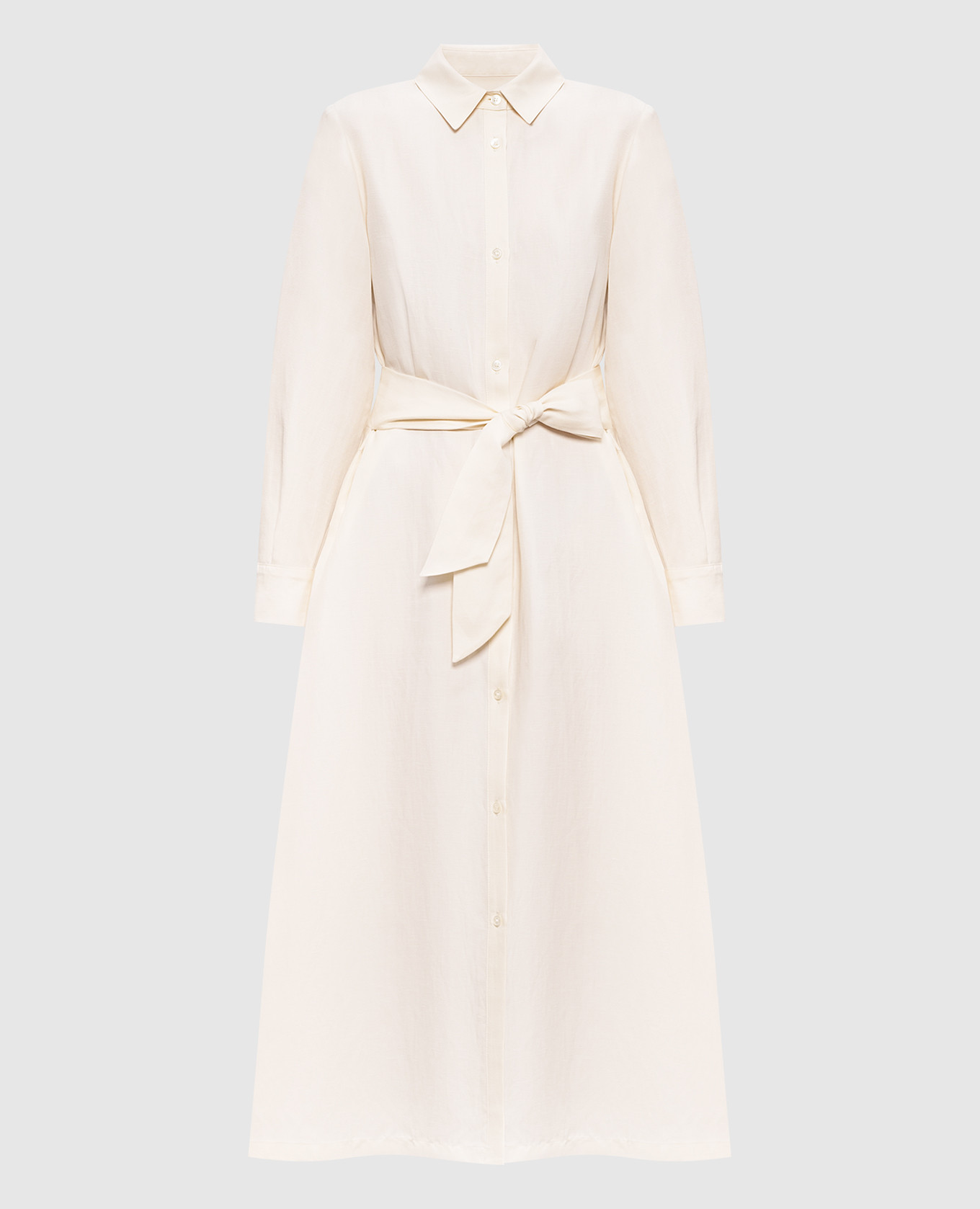 Платье-рубашка цвета айвори с леном