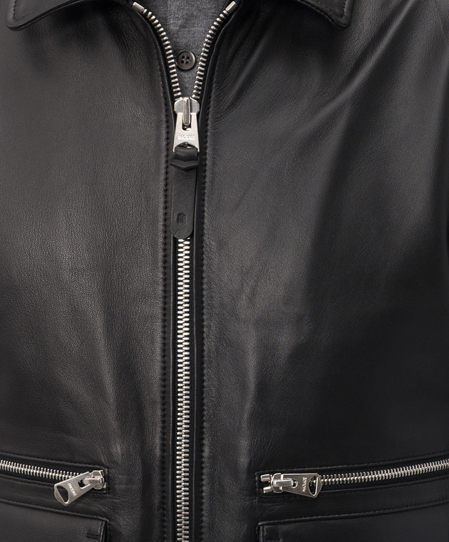 Mackage Черная кожаная куртка JAKARI JAKARI изображение 5