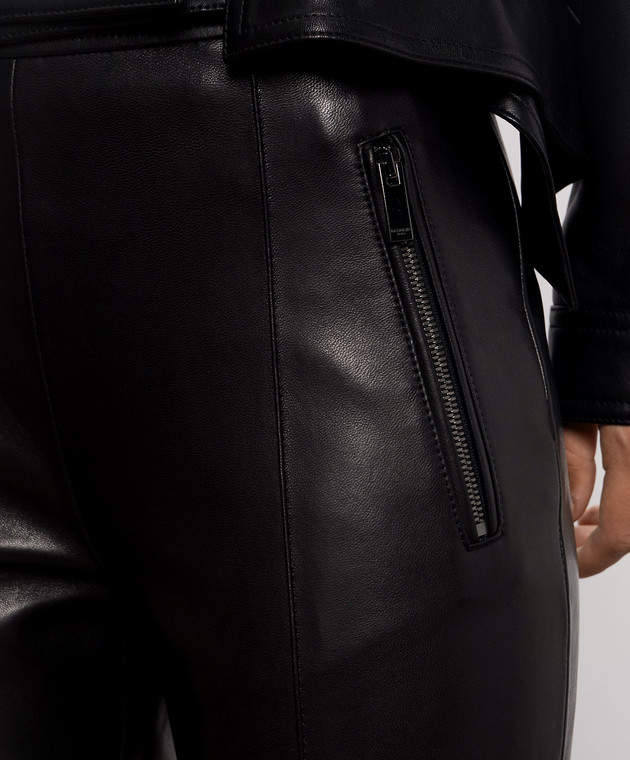 Balmain Чорні шкіряні штани зі штрипками PA0000000005 зображення 5